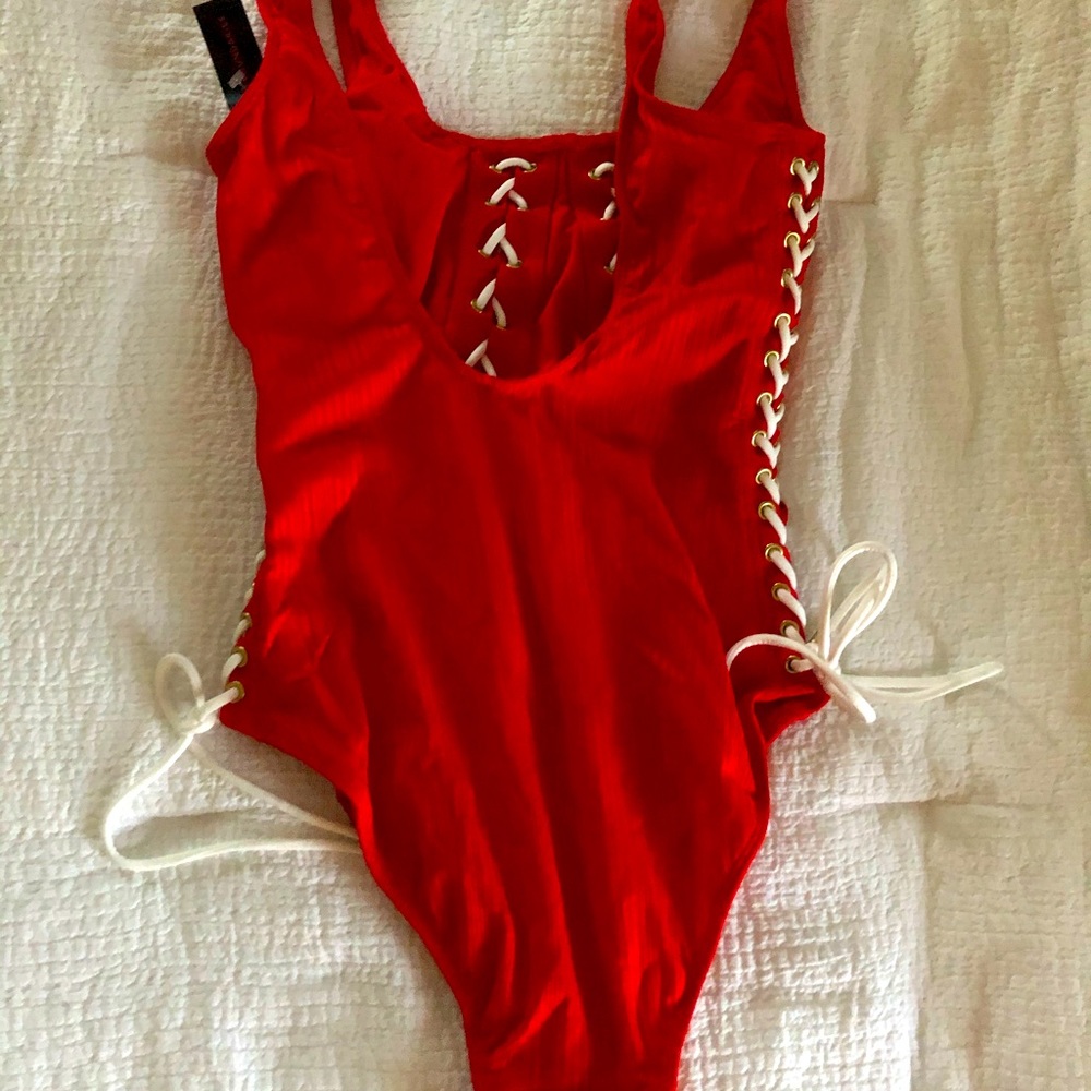 One piece tie up swimsuit